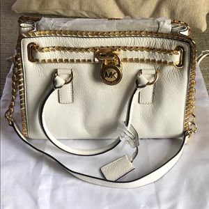 NEW Michael Kors white leather handbag